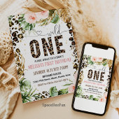 Wild One Birthday Leopard Print Wild Jungle Party Einladung