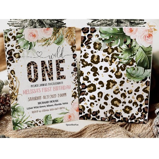 Wild One Birthday Leopard Print Wild Jungle Party Einladung