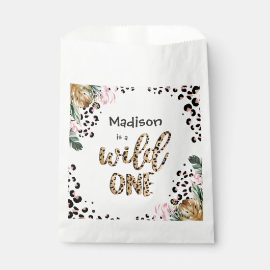 Wild One Birthday Leopard Print Wild Jungle Party Geschenktütchen (Vorderseite)