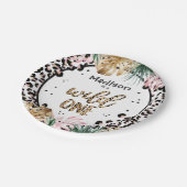Wild One Birthday Leopard Print Wild Jungle Party Pappteller (Schrägansicht)