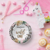 Wild One Birthday Leopard Print Wild Jungle Party Pappteller (Party)