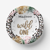 Wild One Birthday Leopard Print Wild Jungle Party Pappteller (Vorderseite)