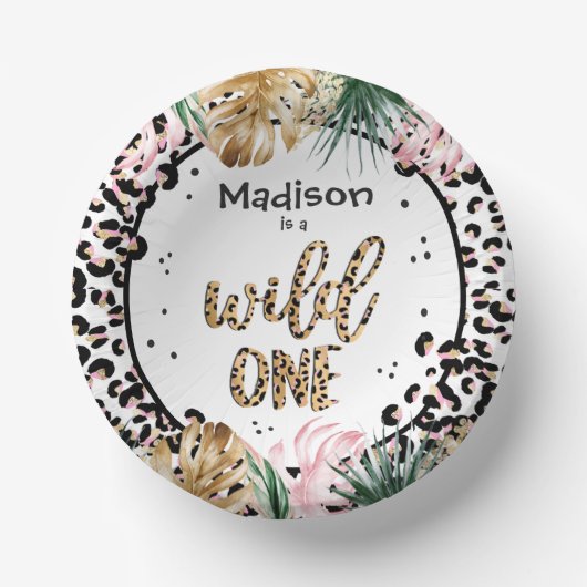 Wild One Birthday Leopard Print Wild Jungle Party Pappteller (Vorderseite)