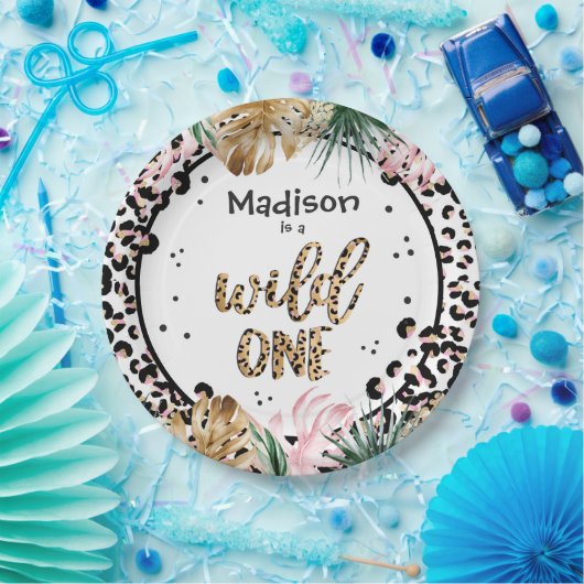 Wild One Birthday Leopard Print Wild Jungle Party Pappteller (Party)