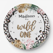 Wild One Birthday Leopard Print Wild Jungle Party Pappteller (Vorderseite)
