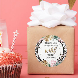 Wild One Birthday Leopard Print Wild Jungle Party Runder Aufkleber