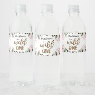 Wild One Birthday Leopard Print Wild Jungle Party Wasserflaschenetikett