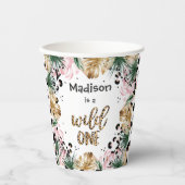 Wild One Birthday Leopard Print Wild Safari Party Pappbecher (Vorderseite)