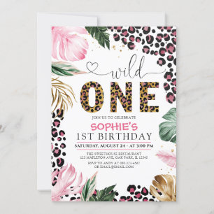 Wild One Birthday Leopard Safari Jungle Geburtstag Einladung