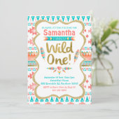 Wild One Birthday, Mädchen 1. Geburtstag, Stamm Einladung (Stehend Vorderseite)