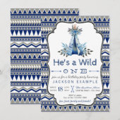 Wild One Birthday Party Boys Teepee erster Geburts Einladung (Vorne/Hinten)