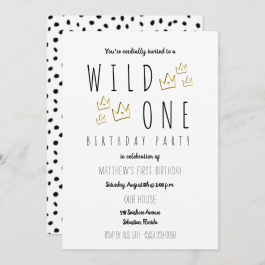 Wild One Birthday Party Einladung (Vorne/Hinten)