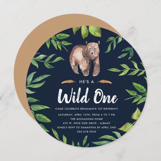 Wild One Birthday Party Einladung | Kreis (Vorne/Hinten)