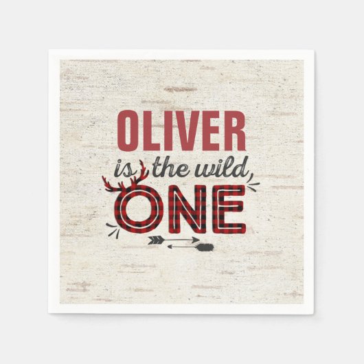 Wild One Birthday Party Napkin Lumberjack Wild One Serviette (Vorderseite)