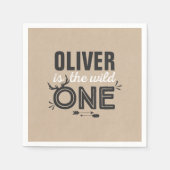 Wild One Birthday Party Napkin Rustic kraft Party Serviette (Vorderseite)