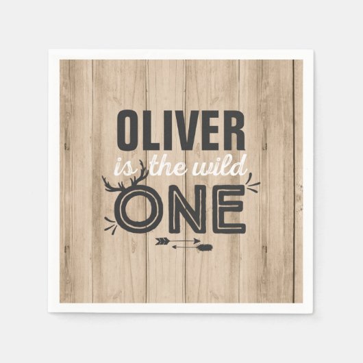 Wild One Birthday Party Napkin Rustic Wild One Serviette (Vorderseite)
