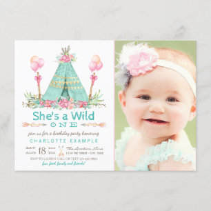 Wild One Birthday Party Teepee erster Geburtstag Einladung