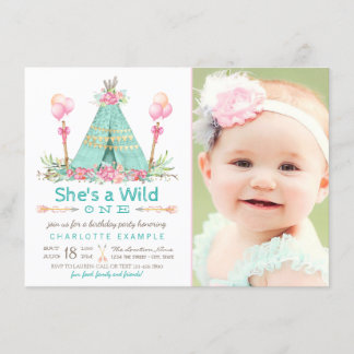 Wild One Birthday Party Teepee erster Geburtstag Einladung