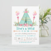 Wild One Birthday Party Teepee erster Geburtstag Einladung (Stehend Vorderseite)