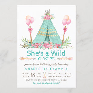 Wild One Birthday Party Teepee erster Geburtstag Einladung