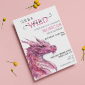 Wild One Birthday Pink Dragon FairyTale Einladung