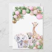 Wild One Birthday Pink Girl Safari Foto Einladung (Rückseite)