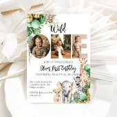 Wild One Birthday Safari Animal Foto Einladung