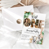 Wild One Birthday Safari Animal Foto Einladung