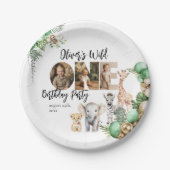 Wild One Birthday Safari Animal Foto Pappteller (Vorderseite)