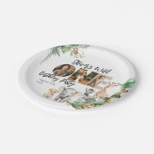 Wild One Birthday Safari Animal Foto Pappteller (Schrägansicht)