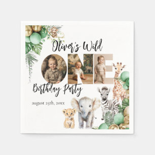 Wild One Birthday Safari Animal Foto Serviette