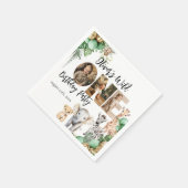 Wild One Birthday Safari Animal Foto Serviette (Ecke)