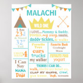 Wild One Birthday Sign Poster (Vorne)