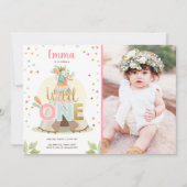 Wild One Birthday Teepee Boho Tribal Pink Girl Einladung (Vorderseite)