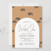 Wild One Bison Birthday Einladung (Vorderseite)