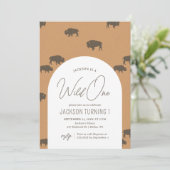 Wild One Bison Birthday Einladung (Stehend Vorderseite)