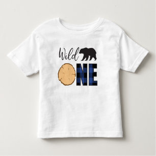 Wild One Black Bar Blue Kariert 1. Geburtstag Kleinkind T-shirt