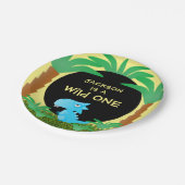 Wild ONE Blue Dinosaur Boy 1. Geburtstag Pappteller (Schrägansicht)