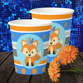 Wild One Blue Woodland Fox Party Paper Cups Pappbecher