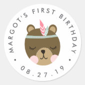 Wild One | Boho Bear First Birthday Stickers (Vorderseite)