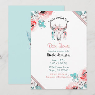 WILD ONE Boho Chic Florale Babyparty Einladung