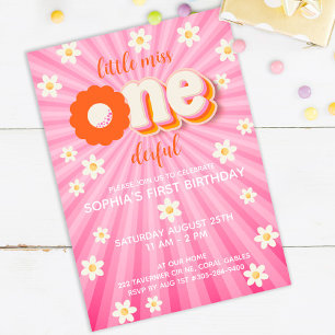 Wild One Boho Daisy Rainbow 1. Geburtstag Einladun Einladung
