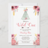 Wild One Boho Girls zum ersten Geburtstag Einladung (Vorderseite)