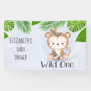 Wild One Boho Monkey Geburtstagsparty Banner
