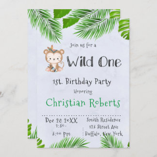 Wild One Boho Monkey Geburtstagsparty Einladung