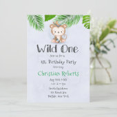 Wild One Boho Monkey Geburtstagsparty Einladung (Stehend Vorderseite)