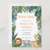 Wild One Boho Safari Jungle Animals 1st Birthday Einladung (Vorderseite)