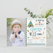 Wild One Boho Stamm Einladung zum Geburtstag (Stehend Vorderseite)