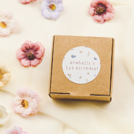 Wild One Boho Wasserfarbe Wildblume 1. Geburtstag Runder Aufkleber