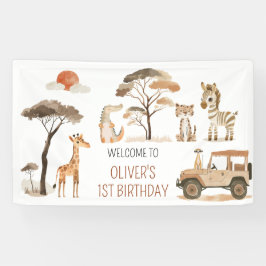Wild One Boy 1. Geburtstag Safari Banner